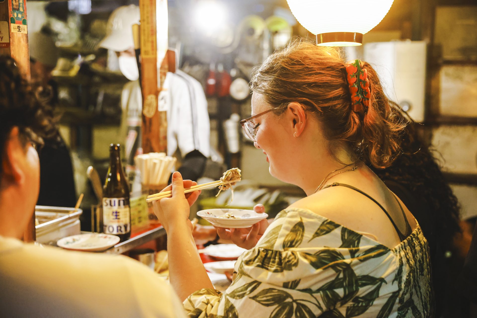 Guests enjoying an evening at a Fukuoka yatai